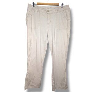 Woolrich Bootcut Pants Women's 14 Beige Mid-Rise Flat-Front Chino Khaki Hiking